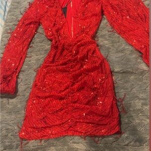 Fashion Nova Dazzling Red Sequin Mini Dress